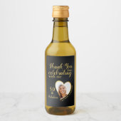 50誕生日フォトブラックと金ゴールドありがとう ワインラベル (正面)