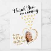 50誕生日フォトホワイトブラック金ゴールドありがとう ワインラベル (シングルラベル)