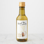 50誕生日フォトホワイトブラック金ゴールドありがとう ワインラベル (正面)