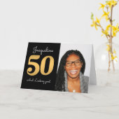 50誕生日フォトモダン金ゴールドカード カード (黄色い花)