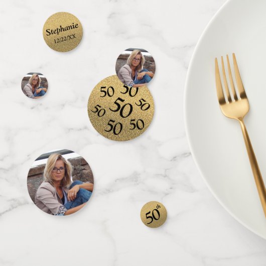 50誕生日フォト金ゴールドグリッター表 コンフェッティ (グループ)