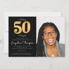 50誕生日フォト金ゴールド招待状 招待状