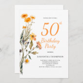 50誕生日フローラワイルドフラワー招待状 招待状 (正面/裏面)