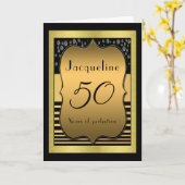 50誕生日ブラックと金ゴールドグリーティングカード カード (黄色い花)