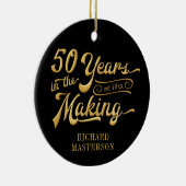 50誕生日ブラックと金ゴールドフォトキープサケ セラミックオーナメント (右)