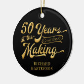 50誕生日ブラックと金ゴールドフォトキープサケ セラミックオーナメント (左)