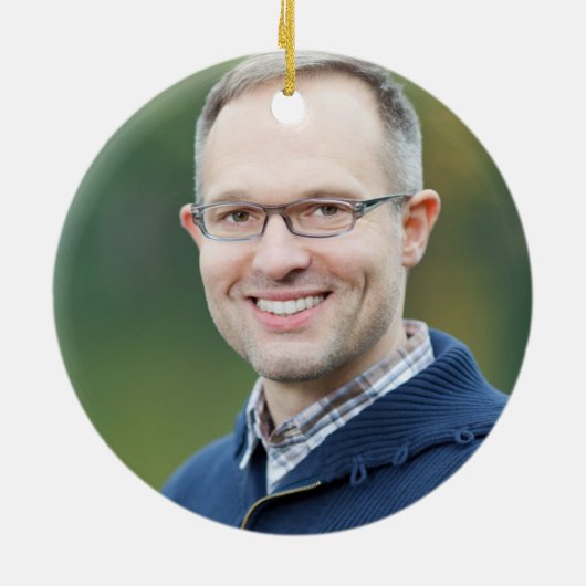 50誕生日ブラックと金ゴールドフォトキープサケ セラミックオーナメント (裏面)