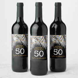 50誕生日ブラックと金ゴールド ワインラベル