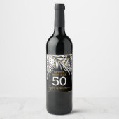 50誕生日ブラックと金ゴールド ワインラベル (正面)