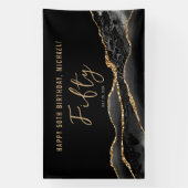 50誕生日ブラックエレガント金ゴールドゲート旗 横断幕 (縦)