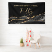 50誕生日ブラックエレガント金ゴールドゲート旗 横断幕 (インサイチュ)