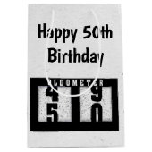 50誕生日ブラックオドメータ ミディアムペーパーバッグ (正面)