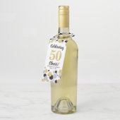 50誕生日ブラックグレー金ゴールドグリッター紙吹雪 ボトルネックタグ (アングル)