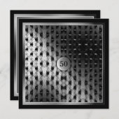 50誕生日ブラックシルバーのアートワーク 招待状 (正面/裏面)