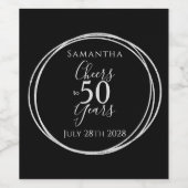 50誕生日ブラックシルバー応援～50年 ワインラベル (シングルラベル)