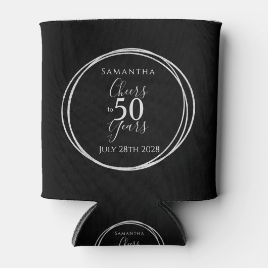 50誕生日ブラックシルバー応援～50年 缶クーラー (正面)
