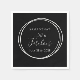 50誕生日ブラックシルバー50と素晴らしいパーティー スタンダードカクテルナプキン