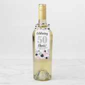 50誕生日ブラックピンクシルバーグリッター紙吹雪 ボトルネックタグ (ボトル)