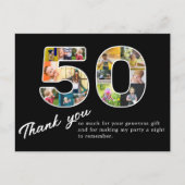 50誕生日ブラックフォトコラージュ ポストカード (正面)