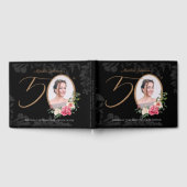 50誕生日ブラックフローラ植物写真カスタム写真 ゲストブック (全面)