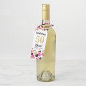 50誕生日ブラックホットピンク金ゴールドグリッター紙吹雪 ボトルネックタグ (アングル)