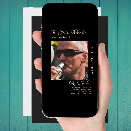 50誕生日ブラック招待状 招待状