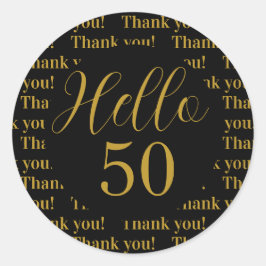 50誕生日ブラック金ゴールドありがとう ラウンドシール