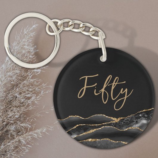 50誕生日ブラック金ゴールドの皆様に感謝来する キーホルダー