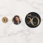 50誕生日ブラック金ゴールドエレガント書道シック コンフェッティ (裏面)