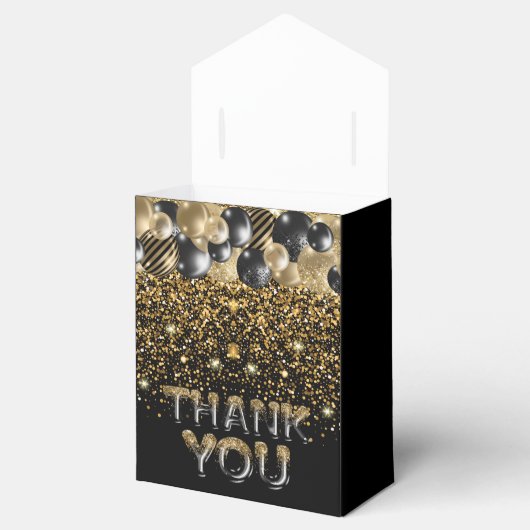 50誕生日ブラック金ゴールドグリッター パーソナライズされた フェイバーボックス (オープン)