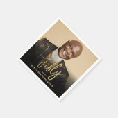 50誕生日ブラック金ゴールドシモダンックカスタムフォト スタンダードカクテルナプキン (角)