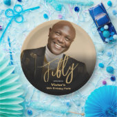 50誕生日ブラック金ゴールドシモダンックカスタムフォト ペーパープレート (パーティー)