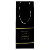 50誕生日ブラック金ゴールドスタイリッシュパーティー ワインギフトバッグ (裏面)