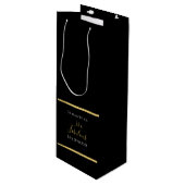 50誕生日ブラック金ゴールドスタイリッシュパーティー ワインギフトバッグ (正面アングル)