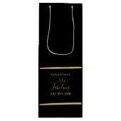 50誕生日ブラック金ゴールドスタイリッシュパーティー ワインギフトバッグ (正面)