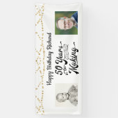 50誕生日ブラック金ゴールドストリングライトフォトバン 横断幕 (縦)