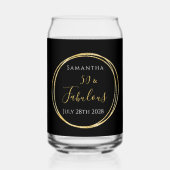 50誕生日ブラック金ゴールドパーソナライズされたパーティーの好意 ガラス缶 (正面)