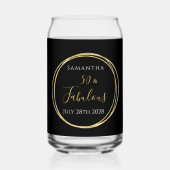 50誕生日ブラック金ゴールドパーソナライズされたパーティーの好意 ガラス缶 (裏面)