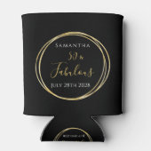 50誕生日ブラック金ゴールドパーソナライズされたパーティーの好意 缶クーラー (裏面)