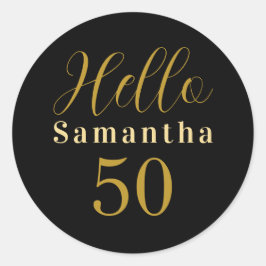 50誕生日ブラック金ゴールドパーソナライズされた誕生日 ラウンドシール