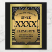 50誕生日ブラック金ゴールドパーソナライズされた ワインラベル (シングルラベル)