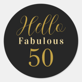 50誕生日ブラック金ゴールドファブラス50誕生日 ラウンドシール