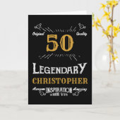 50誕生日ブラック金ゴールドホワイトおもしろいレトロ カード (黄色い花)