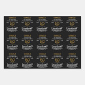 50誕生日ブラック金ゴールドレジェンダリーレトロ ラッピングペーパーシート (正面3)