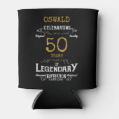 50誕生日ブラック金ゴールド伝説的おもしろい 缶クーラー (正面)