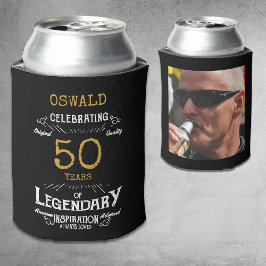 50誕生日ブラック金ゴールド伝説的な写真 缶クーラー