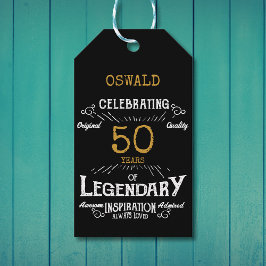 50誕生日ブラック金ゴールド伝説的ヴィンテージ ギフトタグ