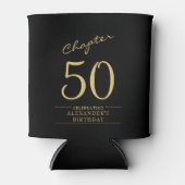 50誕生日ブラック金ゴールド写真テンプレート 缶クーラー (正面)