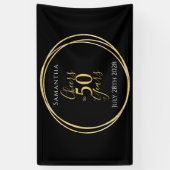 50誕生日ブラック金ゴールド応援～50年パーティー 横断幕 (縦)