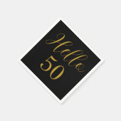 50誕生日ブラック金ゴールド誕生会 スタンダードカクテルナプキン (角)